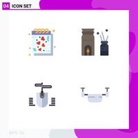 Pictogram Set of 4 Simple Flat Icons of date mouse notes burner design Editable Vector Design Elements