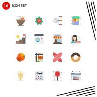 16 signos universales de color plano símbolos de análisis papel empresa página organización paquete editable de elementos de diseño de vectores creativos