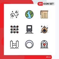 9 Filledline Flat Color concept for Websites Mobile and Apps railway security checklist protection lock Editable Vector Design Elements