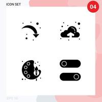 Universal Icon Symbols Group of 4 Modern Solid Glyphs of refresh paint down upload control Editable Vector Design Elements