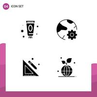 Modern Set of 4 Solid Glyphs and symbols such as beauty online spa global ruler Editable Vector Design Elements