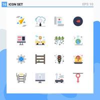 Set of 16 Modern UI Icons Symbols Signs for multimedia back search arrow medicine Editable Pack of Creative Vector Design Elements