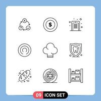 9 iconos creativos signos y símbolos modernos de acceso a la capa de alimentos elementos de diseño vectorial editables de código pin de moneda alternativa vector