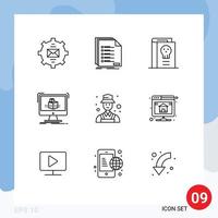 Set of 9 Commercial Outlines pack for modelling cube listing legend fantasy Editable Vector Design Elements