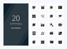 20 User Interface Solid Glyph icon for presentation vector