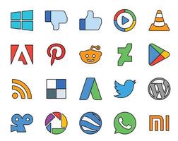 20 Social Media Icon Pack Including twitter delicious adobe rss google play vector