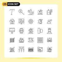 25 Thematic Vector Lines and Editable Symbols of data cloud happy share preparation Editable Vector Design Elements