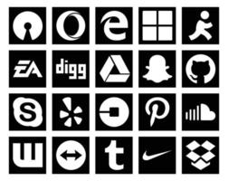 20 Social Media Icon Pack Including driver uber digg yelp skype vector