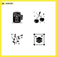 Modern Set of 4 Solid Glyphs Pictograph of coffee nature design cherry spring Editable Vector Design Elements