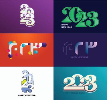 Big Set of 2023 Happy New Year logo text design 2023 number design template vector