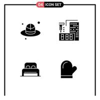 Editable Vector Line Pack of 4 Simple Solid Glyphs of brim room architecture home glouve Editable Vector Design Elements