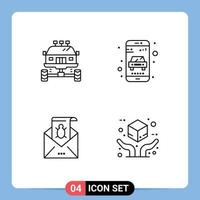 Modern Set of 4 Filledline Flat Colors and symbols such as auto bug dirt online mail Editable Vector Design Elements