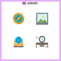 Set of 4 Modern UI Icons Symbols Signs for navigation communication location photo network Editable Vector Design Elements