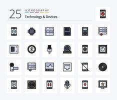 Devices 25 Line Filled icon pack including floppy. disc. electronic. devices. devices vector