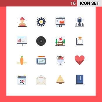 16 Universal Flat Color Signs Symbols of coding person digital user bulb Editable Pack of Creative Vector Design Elements