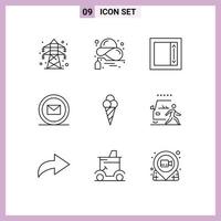 Outline Pack of 9 Universal Symbols of ice cream web summer online development Editable Vector Design Elements