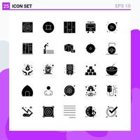 Set of 25 Modern UI Icons Symbols Signs for play train cupboard subway maps Editable Vector Design Elements