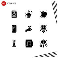 Editable Vector Line Pack of 9 Simple Solid Glyphs of growth huawei money growth mobile phone Editable Vector Design Elements