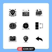 Group of 9 Solid Glyphs Signs and Symbols for health clinical card game coin Editable Vector Design Elements