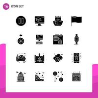 Universal Icon Symbols Group of 16 Modern Solid Glyphs of keyboard circus transportation cycle mark Editable Vector Design Elements