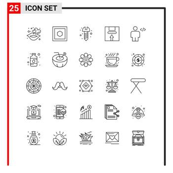 Set of 25 Commercial Lines pack for code avatar hardware package handle Editable Vector Design Elements