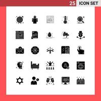 Set of 25 Commercial Solid Glyphs pack for dashboard weather business temperature puzzel Editable Vector Design Elements