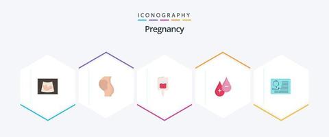 paquete de iconos planos de embarazo 25 que incluye. muestras bebé. prueba de azúcar sangre vector