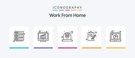 trabajar desde el paquete de iconos de la línea 5 de casa, incluido en línea. mensaje. web. teléfono inteligente móvil. diseño de iconos creativos vector