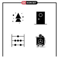 Solid Glyph Pack of 4 Universal Symbols of arrow abacus direction exterior science Editable Vector Design Elements