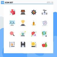 Modern Set of 16 Flat Colors Pictograph of tax regulation computer government mouse process Editable Pack of Creative Vector Design Elements