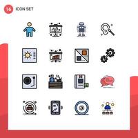 Mobile Interface Flat Color Filled Line Set of 16 Pictograms of control cleaning autonomous ear technology Editable Creative Vector Design Elements