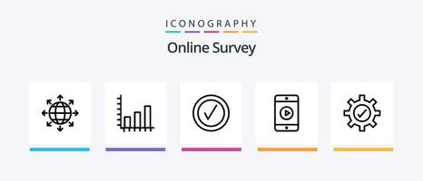 paquete de iconos de la línea 5 de encuestas en línea que incluye . configuración. bien. engranaje. red. diseño de iconos creativos vector