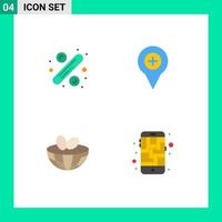 Pack of 4 Modern Flat Icons Signs and Symbols for Web Print Media such as percentage eggs tag navigation egg Editable Vector Design Elements