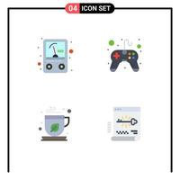 grupo de 4 iconos planos modernos establecidos para elementos de diseño de vectores editables clave de videojuego de control de amperio mocha