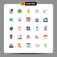 Set of 25 Modern UI Icons Symbols Signs for palm mail food help contact Editable Vector Design Elements