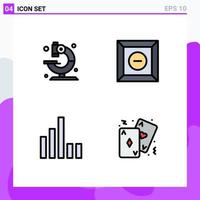 Pack of 4 Modern Filledline Flat Colors Signs and Symbols for Web Print Media such as lab signal science product game Editable Vector Design Elements