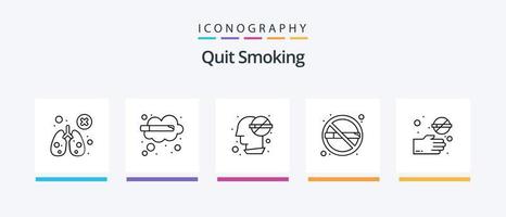 Quit Smoking Line 5 Icon Pack Including hand. smoke. addict. cigarette. thinking. Creative Icons Design vector