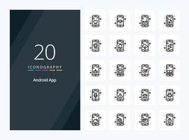 20 Android App Outline icon for presentation vector