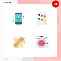 4 Universal Flat Icons Set for Web and Mobile Applications device report recording high bandage Editable Vector Design Elements