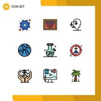 Pictogram Set of 9 Simple Filledline Flat Colors of lab technology equilibrium network global Editable Vector Design Elements