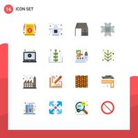 Modern Set of 16 Flat Colors Pictograph of ads learning bureau cpu office material Editable Pack of Creative Vector Design Elements