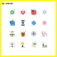 16 Flat Color concept for Websites Mobile and Apps gallery gear arrow general design Editable Pack of Creative Vector Design Elements