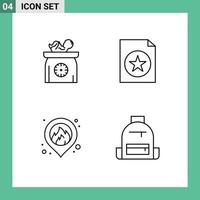 Universal Icon Symbols Group of 4 Modern Filledline Flat Colors of weight location scales favorite backpack Editable Vector Design Elements