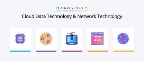 Cloud Data Technology And Network Technology Flat 5 Icon Pack Including internet . codiing. computer. code. file. Creative Icons Design vector