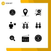 User Interface Pack of 9 Basic Solid Glyphs of package body plus avatar healthcare Editable Vector Design Elements