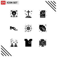 9 Thematic Vector Solid Glyphs and Editable Symbols of configuration share graveyard hand layers Editable Vector Design Elements