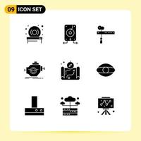 Modern Set of 9 Solid Glyphs and symbols such as map motor decoration machine engine Editable Vector Design Elements