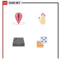 Mobile Interface Flat Icon Set of 4 Pictograms of help inbox point hand mailbox Editable Vector Design Elements