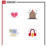 User Interface Pack of 4 Basic Flat Icons of love winter christian event graphic Editable Vector Design Elements