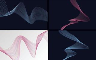 Set of 4 vector line backgrounds to elevate your designs